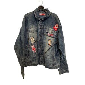 Vintage Paco Jeans Denim Jacket XXL With Embroidered Patches